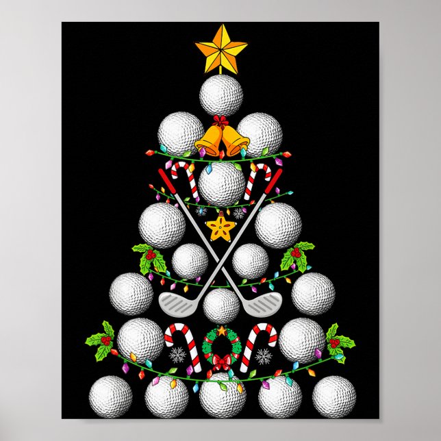 Funny Golf Ball Christmas Tree Christmas Golf Love Poster (Framsidan)