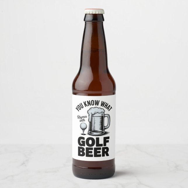Funny Golf Beer Golfer Gift Beer Humor Golfing Ölflaska Etikett (Framsida)