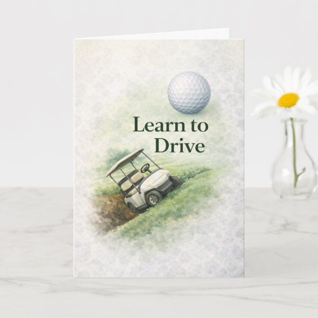 Funny Golf Birthday Card | Learn to Drive Humor Kort (Liten växt)