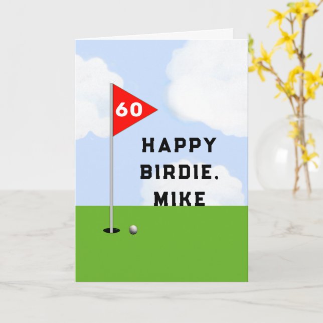 Funny Golf Birthday Kort (Gul blomma)