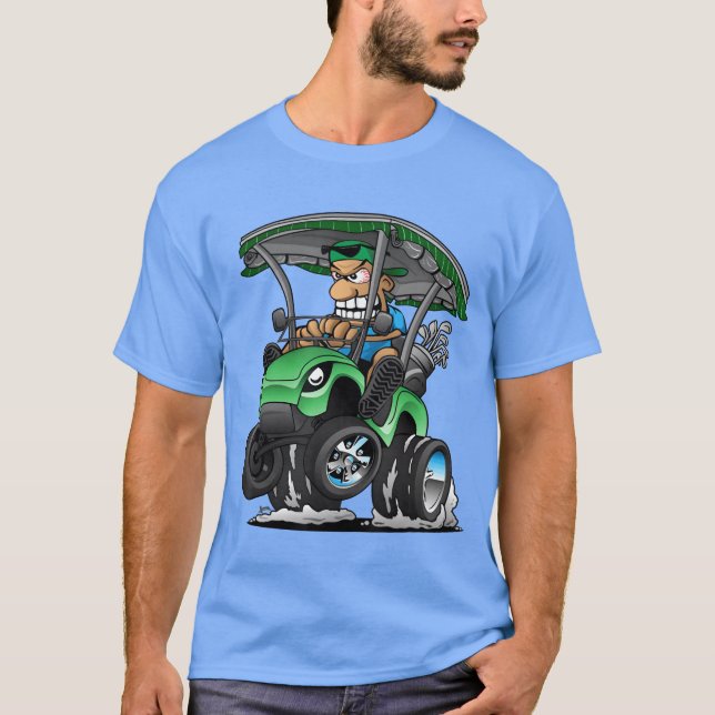 Funny Golf Cart Cartoon Golf Car and Golfing Humor T Shirt (Framsida)