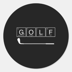 Funny Golf Chemical Inslag Periodic Bord Golf L Runt Klistermärke