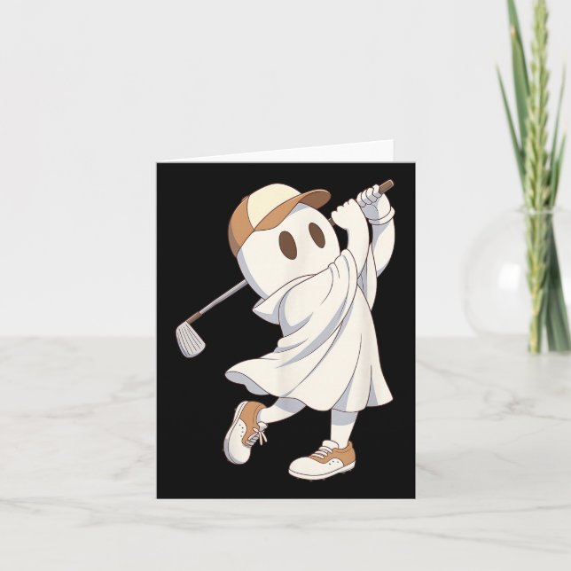 Funny Golf Costume Halloween Ghost Spelning Graphi Kort (Framsida)