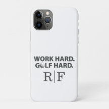 Funny Golf Dad Monogram Work Hard Golf Hard Initia