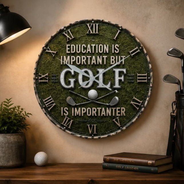 Funny Golf Decor Golfer Gift Rustic Stor Klocka (Skapare uppladdad)