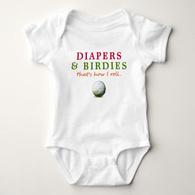 Funny Golf Diaper and Birdies T Shirt (Framsida)