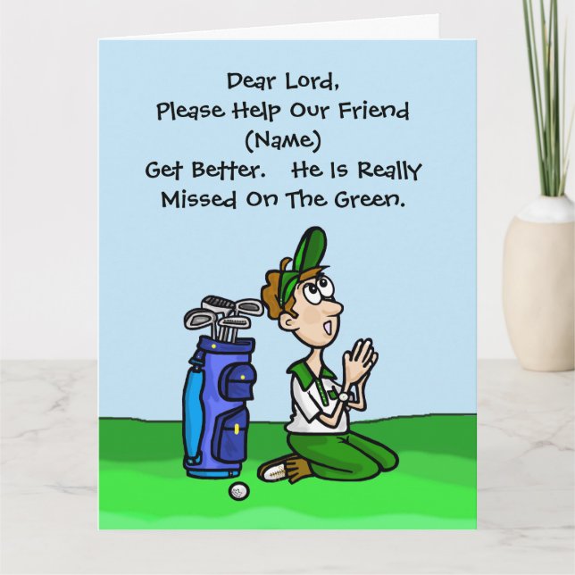 Funny Golf Get well Card Kort (Framsida)