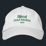 Funny Golf Hacker Anpassningsbar Monogram Embroize Broderad Keps<br><div class="desc">Golf i stil med den här roliga broderade hatten med ord "Officiell Golf Hacker" och din monogram eller anpassningsbar nedan. Ändra texten och hatten färg enkelt. Oavsett om du är ge för en hackare eller själv kommer att bära det här, så kommer du säkert att få en massa skratt på...</div>