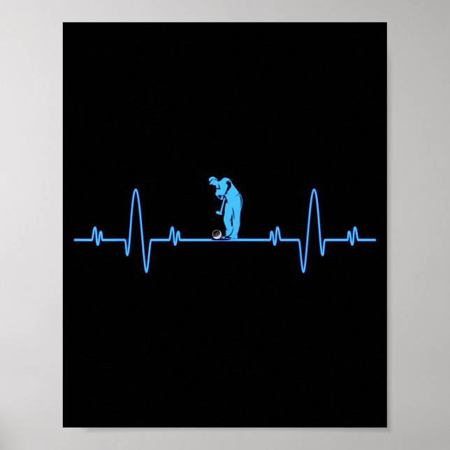 Funny Golf Heartbea - Golfers Men Women Cool  Poster (Framsidan)