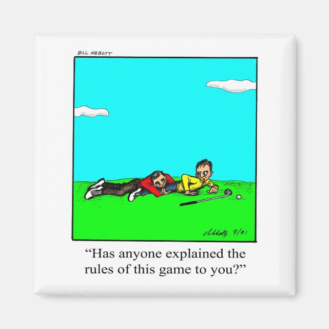 Funny Golf Humor Square Magnet (Framsidan)