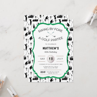 Funny Golf-inbjudan till en födelsedag Golf Party Inbjudningar