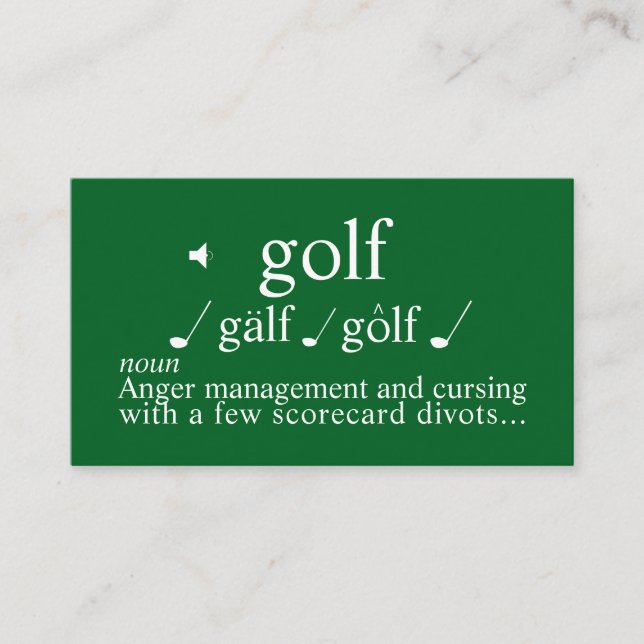 Funny Golf Instructor  Anger  Management on Green  Visitkort (Framsida)