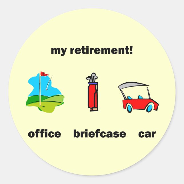 Funny golf pension runt klistermärke (Framsida)
