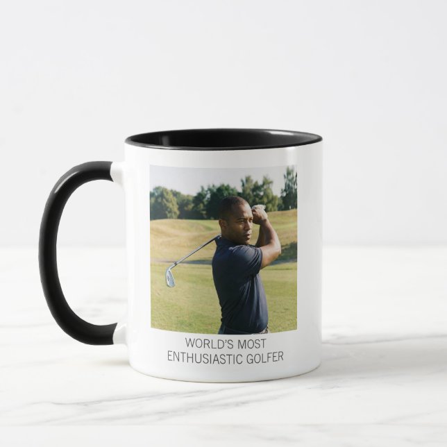 Funny Golf Photo Custom Dad Enthusiastic Golfer Mugg (Vänster)