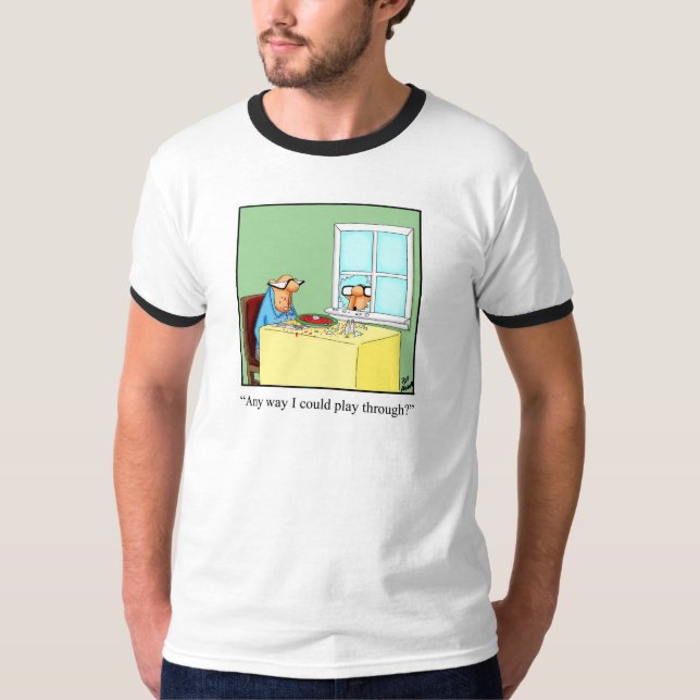 Funny Golf "Play through" Humor Tee Shirt (Framsida)