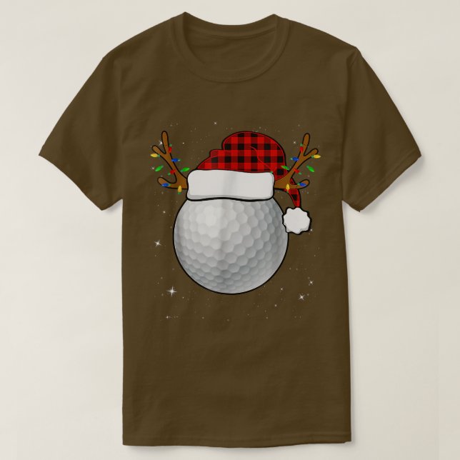Funny Golf Reindeer Santa Hat jul Pajamas Ho T Shirt (Design framsida)