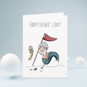 Funny Golf Sjöjungfru Man Fars dag Kort