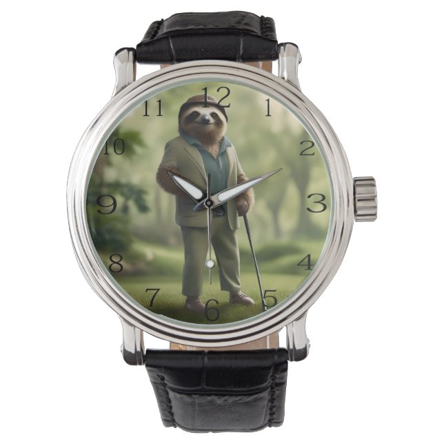 Funny Golf Sloth Armbandsur (Framsida)