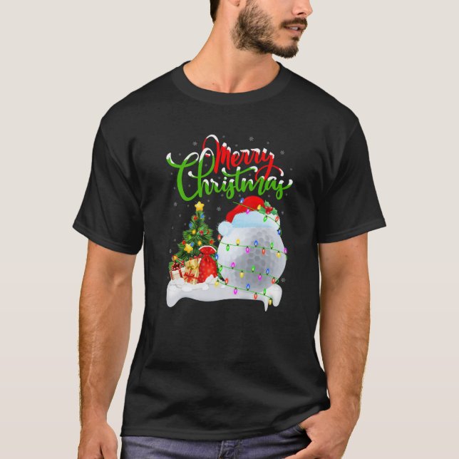 Funny Golf Sports Älskare Julafton Lighting Golf C T Shirt (Framsida)