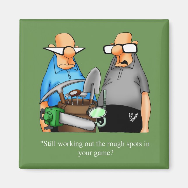 Funny Golf Tecknad Square Magnet (Framsidan)