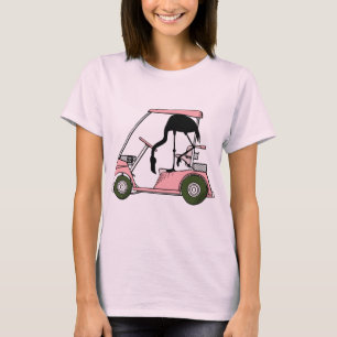 Funny Golf Theme Golf Cart Flamingo Golf Caddy Tee Shirt