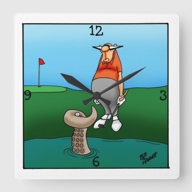 Funny Golf Thned Wall Clock Fyrkantig Klocka (Framsida)