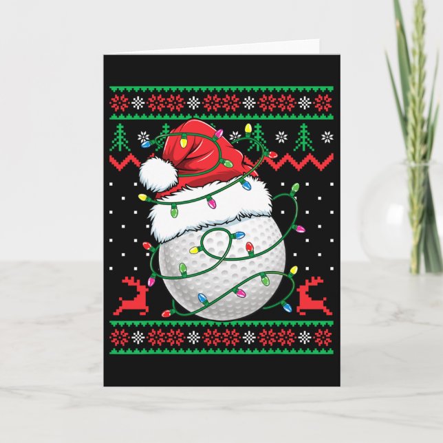 Funny Golf Ugly Christmas Sweater Womens Mens Golf Kort (Framsida)