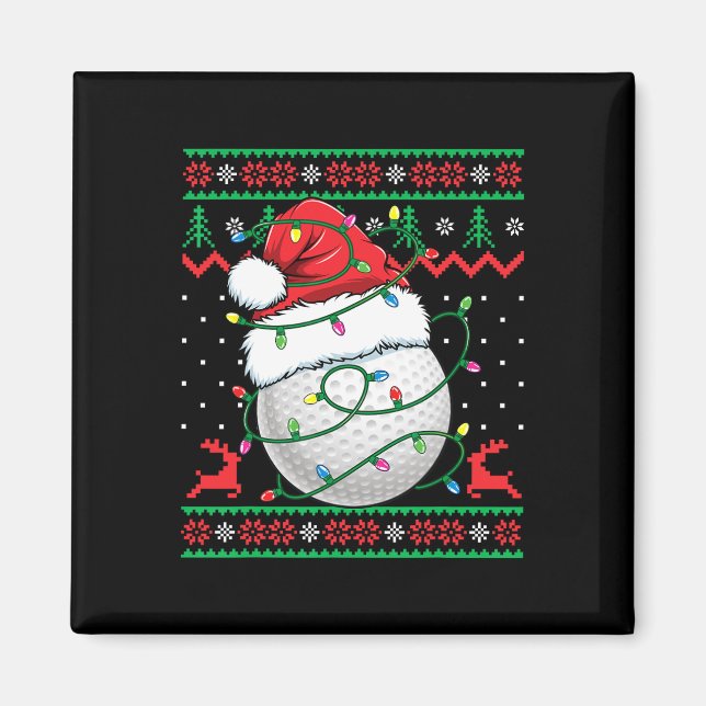 Funny Golf Ugly Christmas Sweater Womens Mens Golf Magnet (Framsidan)