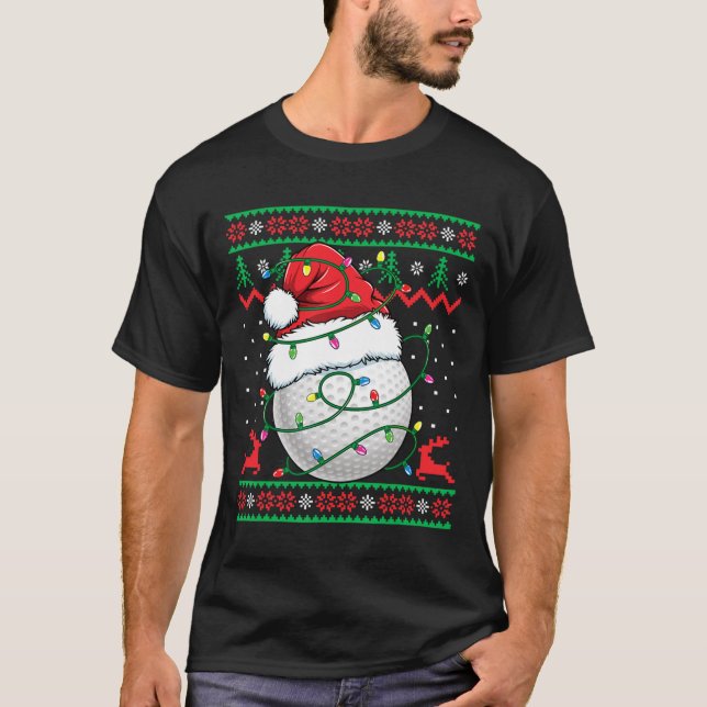 Funny Golf Ugly Christmas Sweater Womens Mens Golf T Shirt (Framsida)