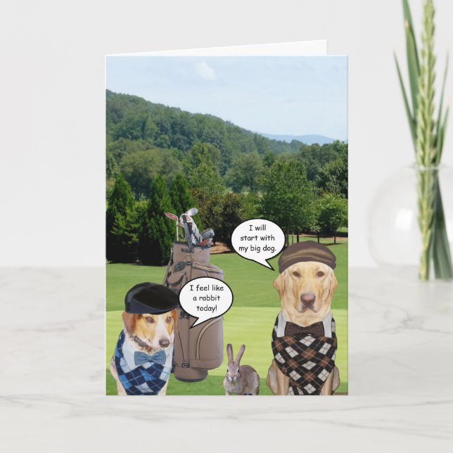 Funny Golfer Birthday/Rolig hund Golfer Kort (Framsida)