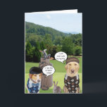 Funny Golfer Birthday/Rolig hund Golfer Kort<br><div class="desc">Waylon och Moses på golfbana. Jag läste att det finns många djuruttryck i golf. Jag läste att en "stor hund" är en förare. Det finns också ett antal vadslagningar som kallas efter djur. Du kan flytta runt dessa bilder och dra dem om du vill. Du kan anpassa pratbubblorna och texten...</div>