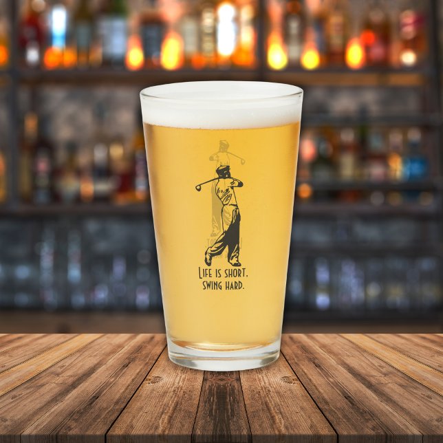 Funny Golfer Life Sayed Retro Stil Man Glaskopp (Quote can be changed to your favorite golf saying or personalized with a name.)