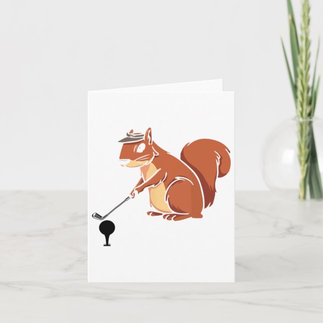 Funny Golfer Squirrel med en Golf-Klubb - Golfing  Kort (Framsida)