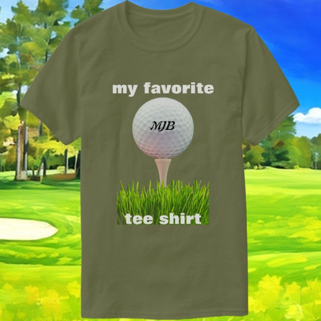 Funny Golfers Favorite Tee Shirt med Initialer (My favorite tee shirt. A great gift for the golf enthusiast. Easily add initials to ball template.)
