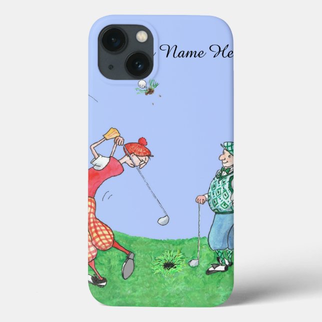 Funny Golfers Tecknad Illustration (Baksida)