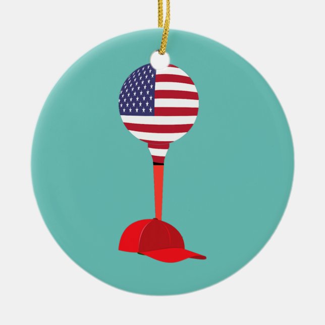 Funny Golfing Baseball Cap klädsel Sports Hat Julgransprydnad Keramik (Framsidan)