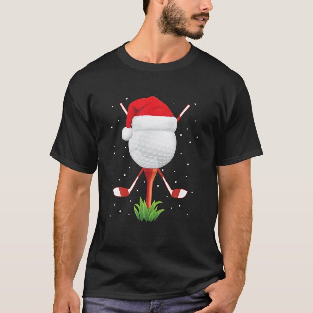 Funny Golfing Christmas Santa Golf Ball Player T Shirt (Framsida)