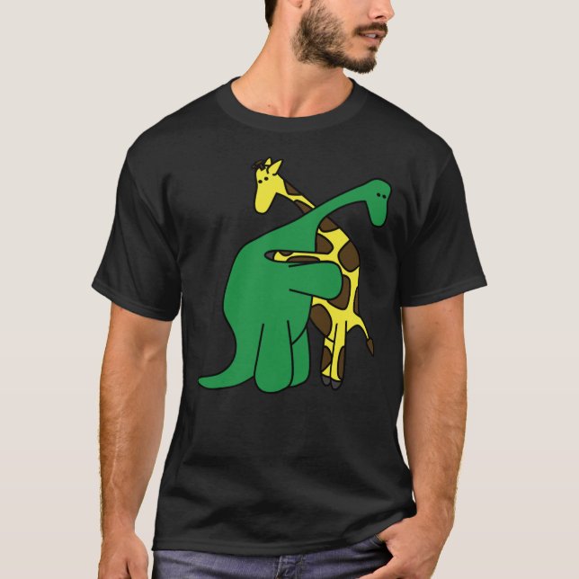 Funny Good Boys Dinosaur Hugging a Giraffe Movie F T Shirt (Framsida)