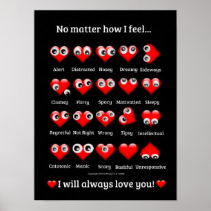 Funny Googly Ögon, Valentine Hearts, jag kärlek di Poster