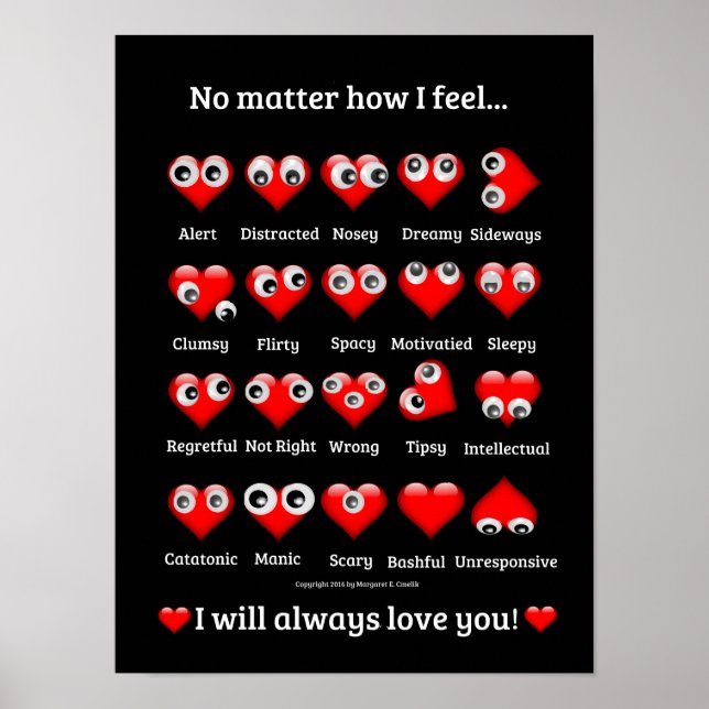 Funny Googly Ögon, Valentine Hearts, jag kärlek di Poster (Framsidan)