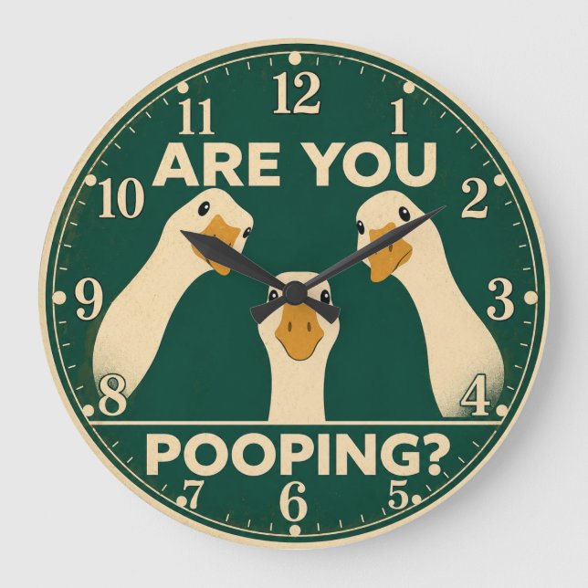 Funny Goose Bathroom Are You Pooping  Stor Klocka (Framsida)