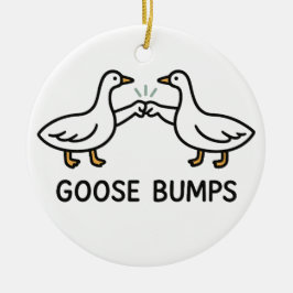 Funny Goose Bumps Tecknad | Fist Bump Geese Animal Julgransprydnad Keramik