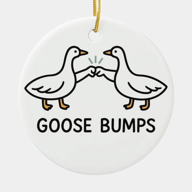 Funny Goose Bumps Tecknad | Fist Bump Geese Animal Julgransprydnad Keramik (Framsidan)