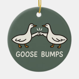 Funny Goose Bumps Tecknad | Fist Bump Geese Animal Julgransprydnad Keramik