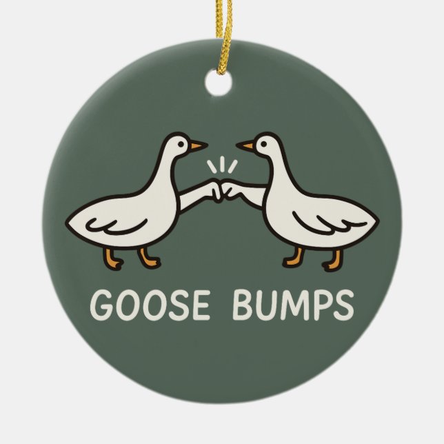 Funny Goose Bumps Tecknad | Fist Bump Geese Animal Julgransprydnad Keramik (Framsidan)