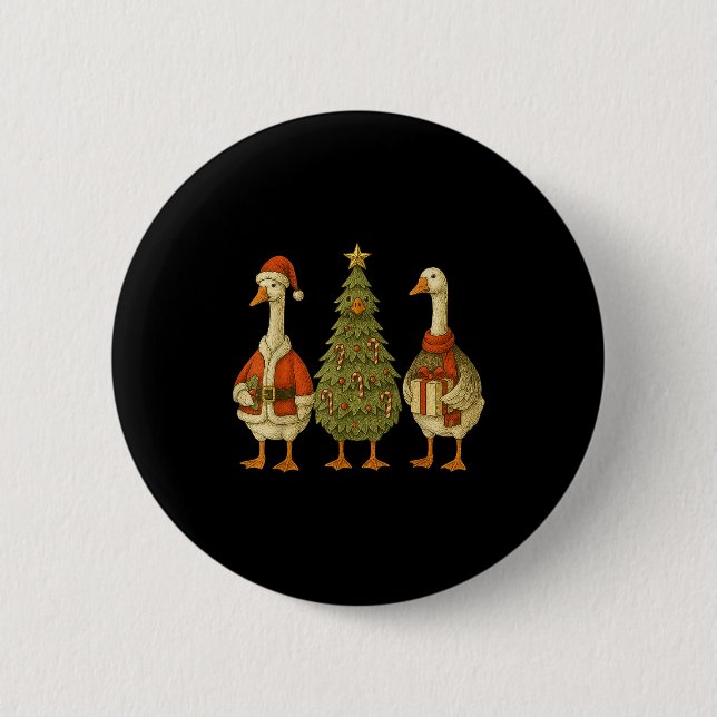 Funny Goose Christmas Lights Goose Cute Xmas Holid Knapp (Framsida)