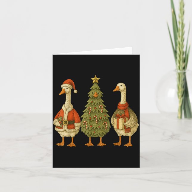 Funny Goose Christmas Lights Goose Cute Xmas Holid Kort (Framsida)
