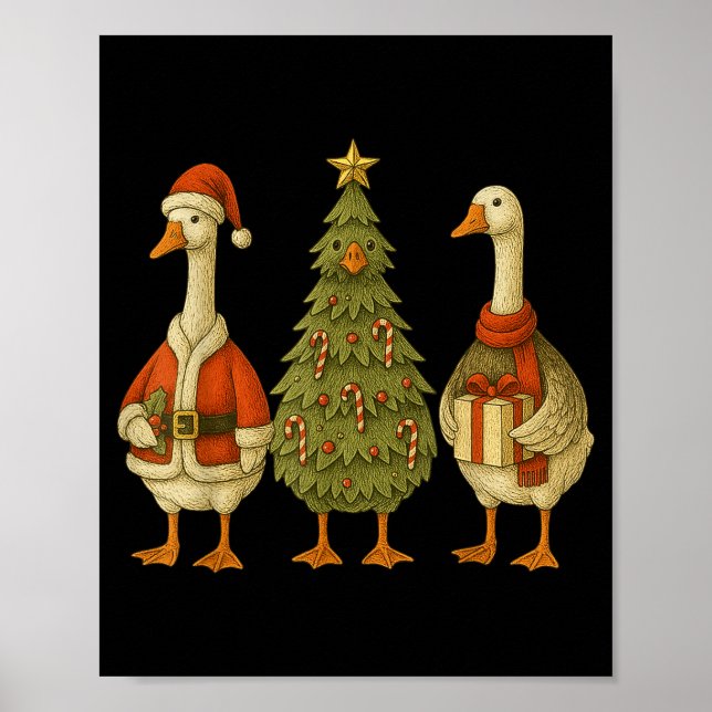 Funny Goose Christmas Lights Goose Cute Xmas Holid Poster (Framsidan)