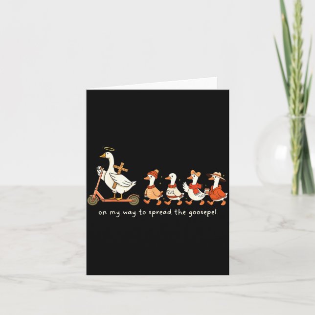 Funny Goose Fall Christian On My Way To Spread Goo Kort (Framsida)