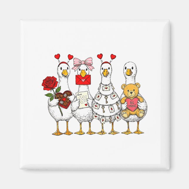 Funny Goose Happy Valentine Goose Cute Heart Lover Magnet (Framsidan)